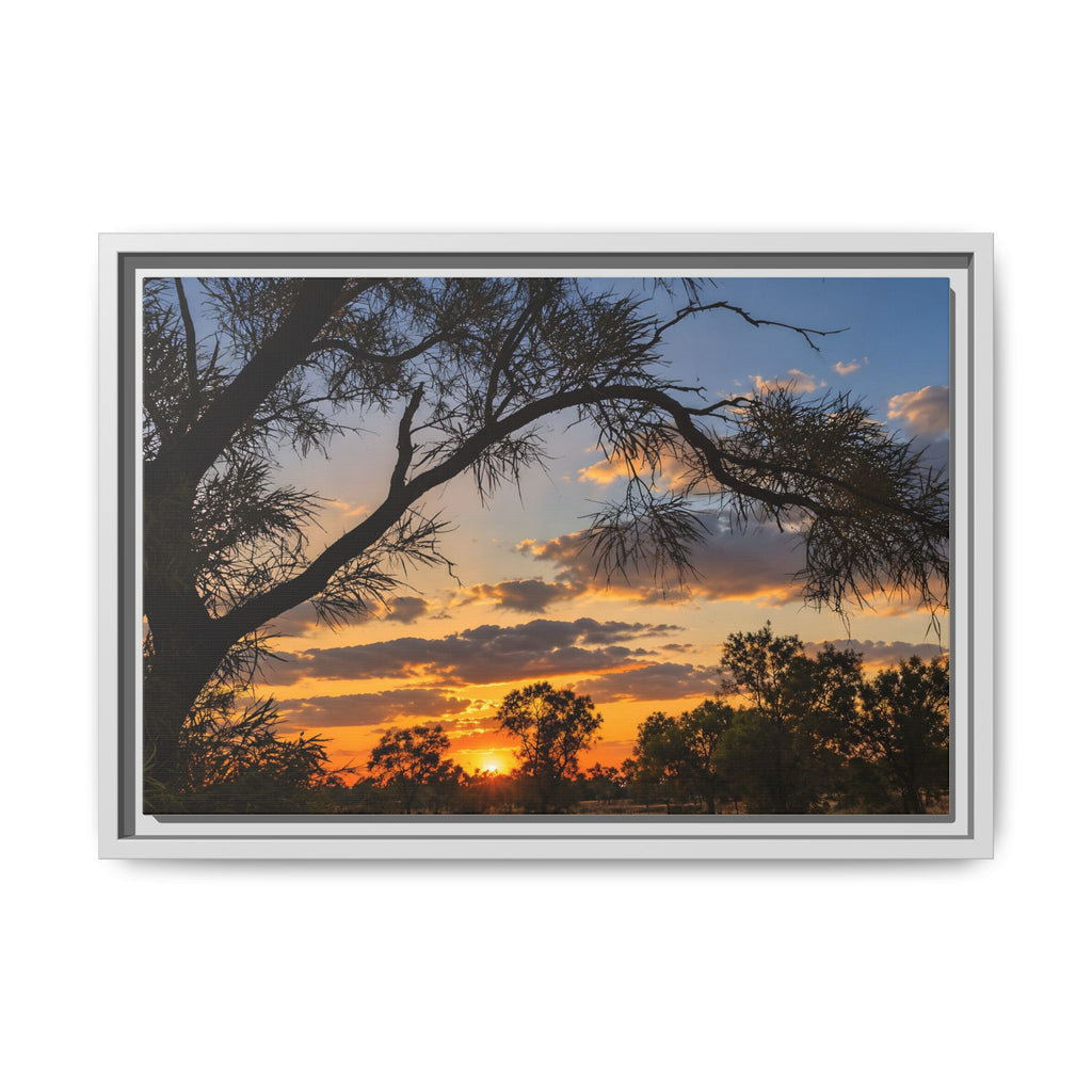 Sunset Silhouette Matte Canvas Print — Framed Landscape Wall Art