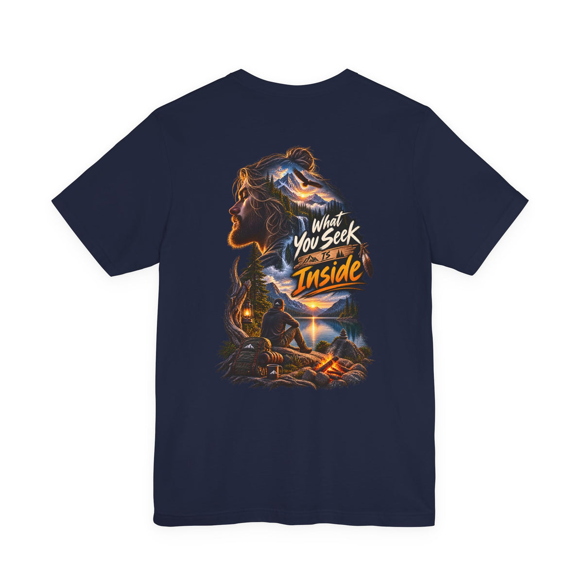 Adventure Graphic Tee — "What You Seek Is Inside" Campfire Design
