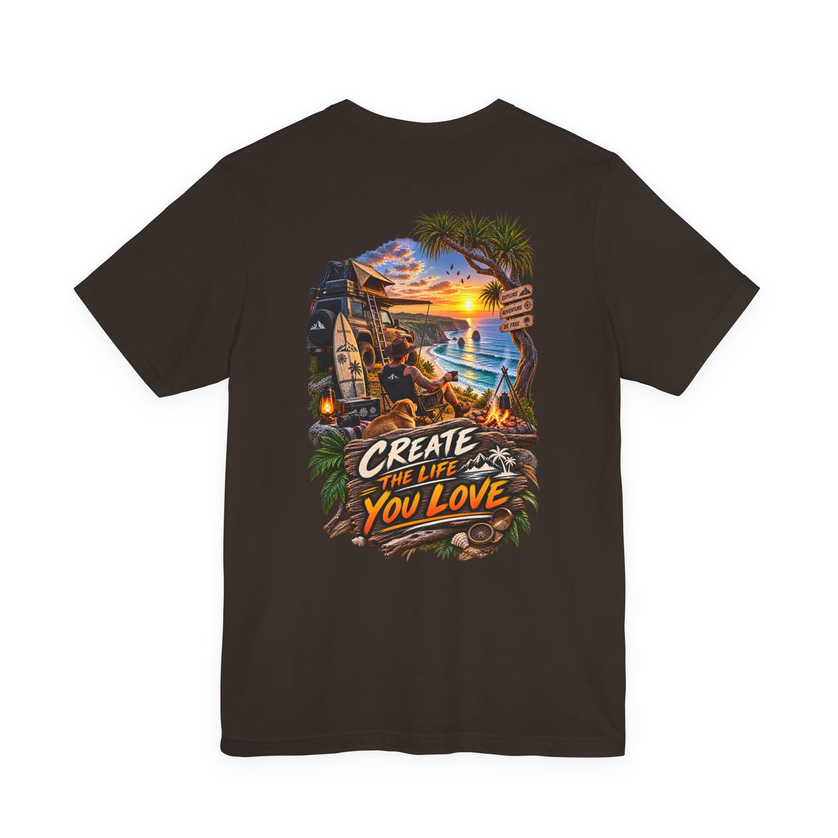 Create the Life You Love T‑Shirt — Beach Sunset Surf Graphic Tee