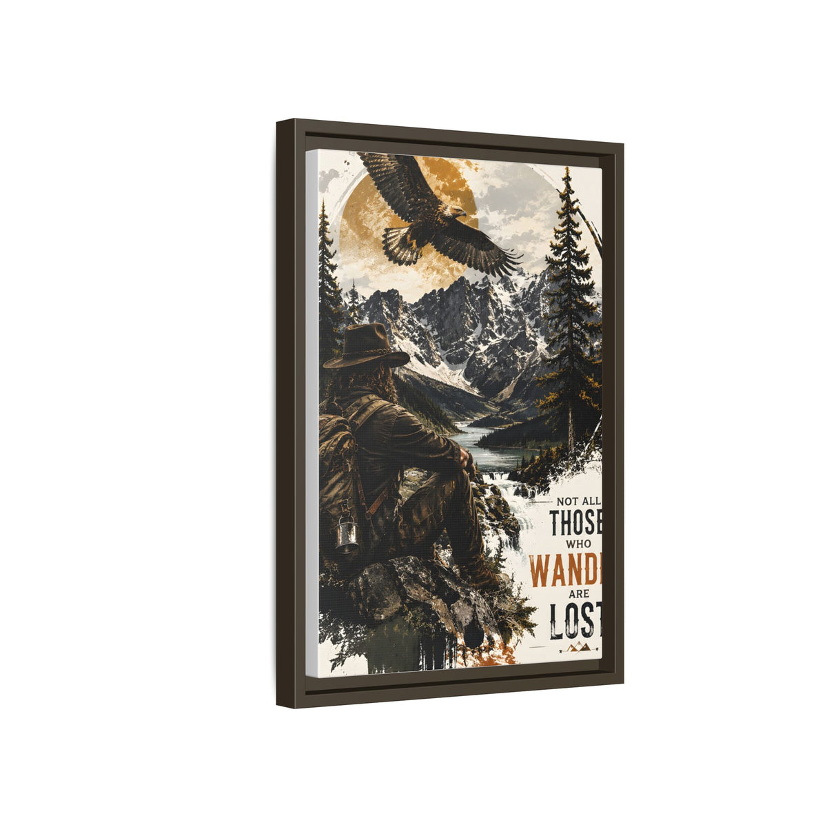 Wander Not Lost Eagle Mountain Canvas Print — Framed Matte Wall Art