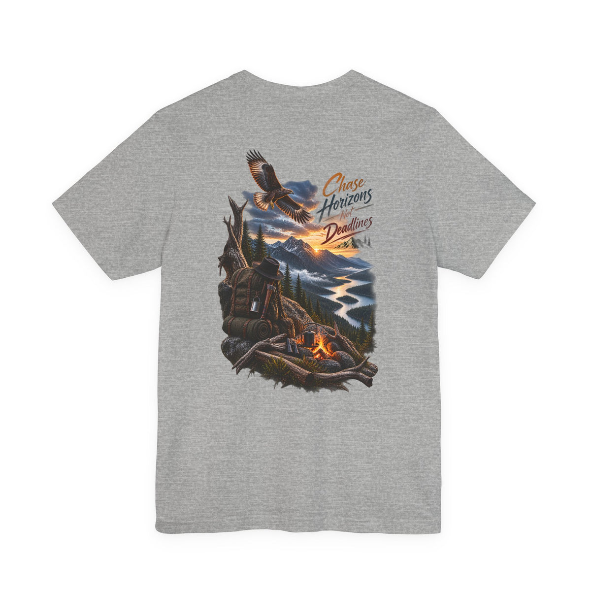 T-Shirt — 'Chase Horizons, Dream Big' Eagle Mountain Campfire Graphic Tee