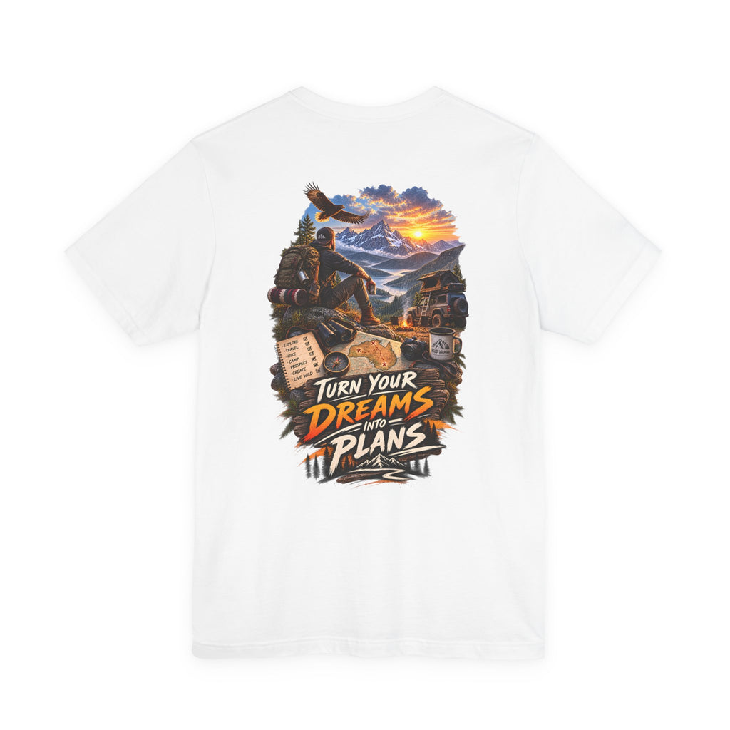 T-shirt d'aventure motivationnel — T-shirt graphique « Transformez vos rêves en projets »