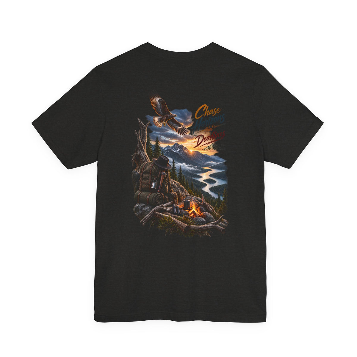 T-Shirt — 'Chase Horizons, Dream Big' Eagle Mountain Campfire Graphic Tee