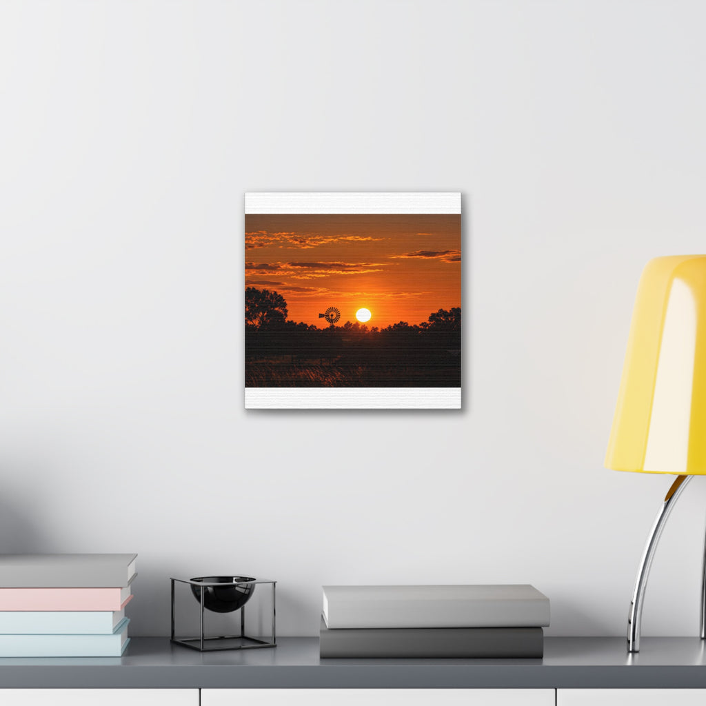 Sunset Windmill Canvas Print — Rural Farmhouse Wall Art