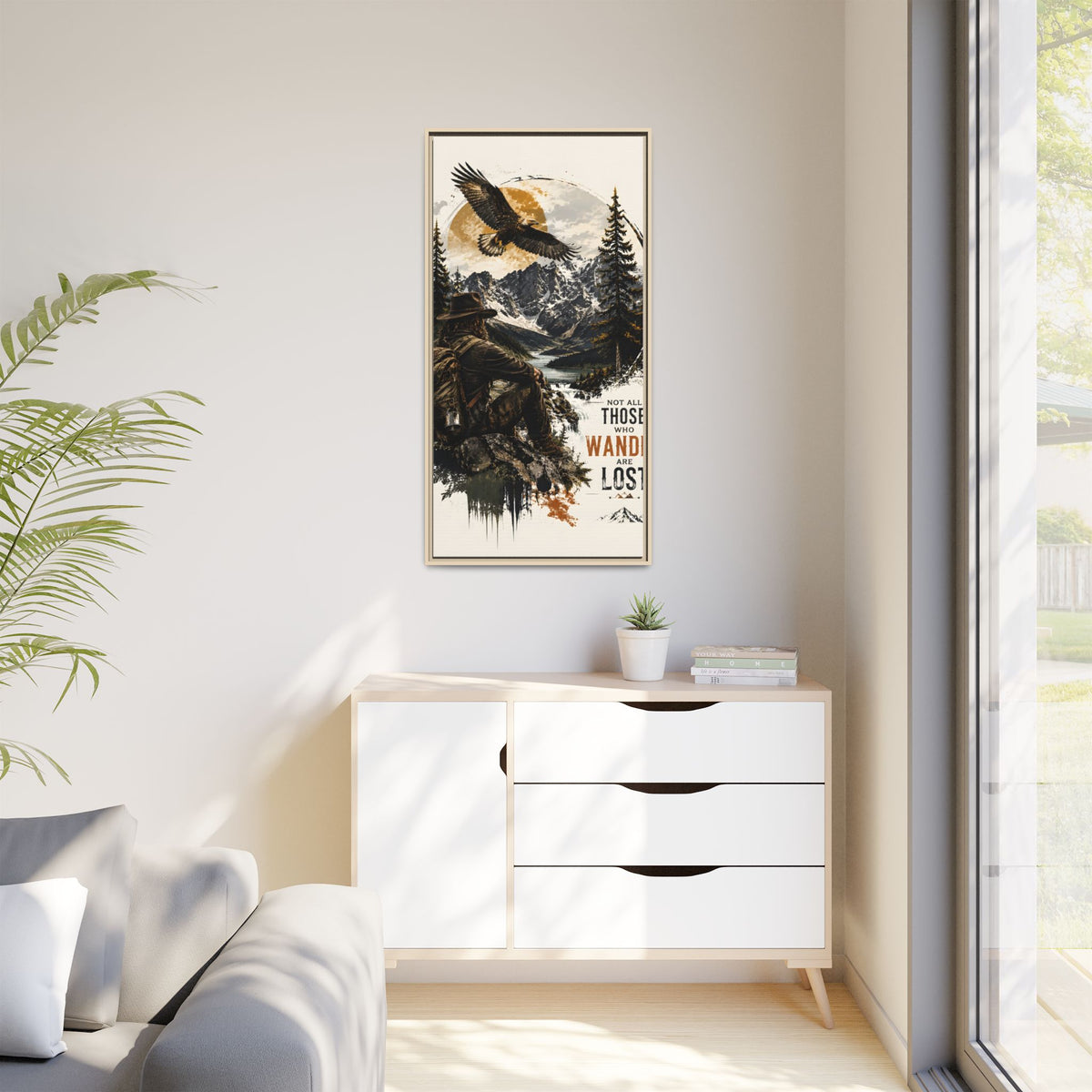 Wander Not Lost Eagle Mountain Canvas Print — Framed Matte Wall Art