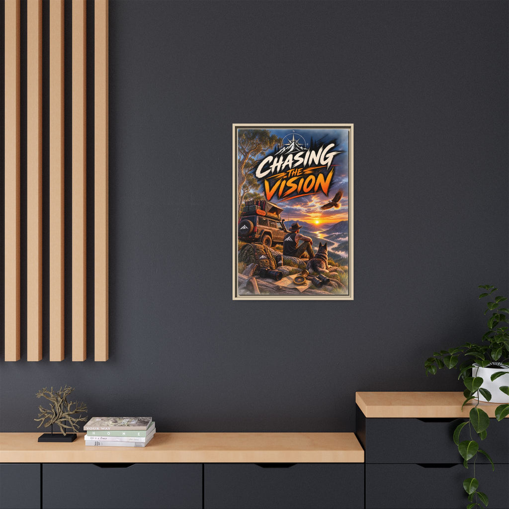 Chasing the Vision Matte Canvas Print (Framed) — Adventure Landscape Wall Art