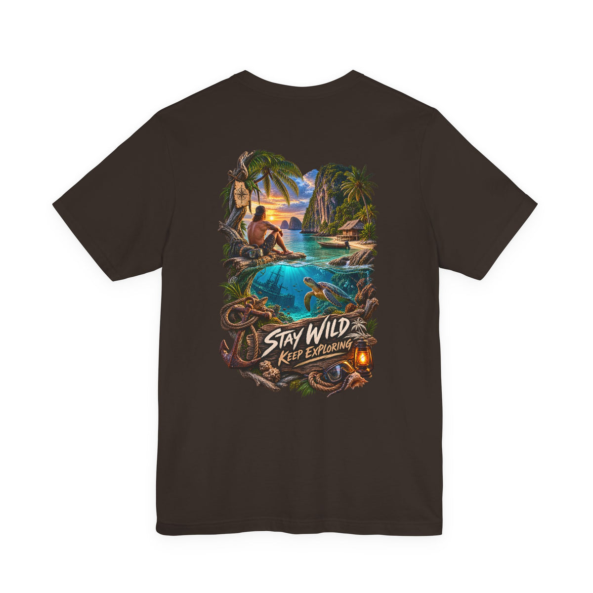 Stay Wild Adventure Tee — Tropical Explorer Graphic T-Shirt