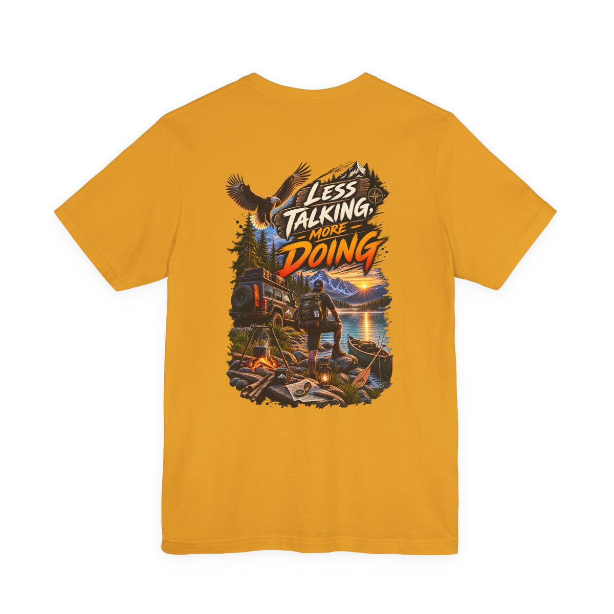 Less Talking More Doing T-Shirt — Outdoor Camping Adventure Graphic Tee
