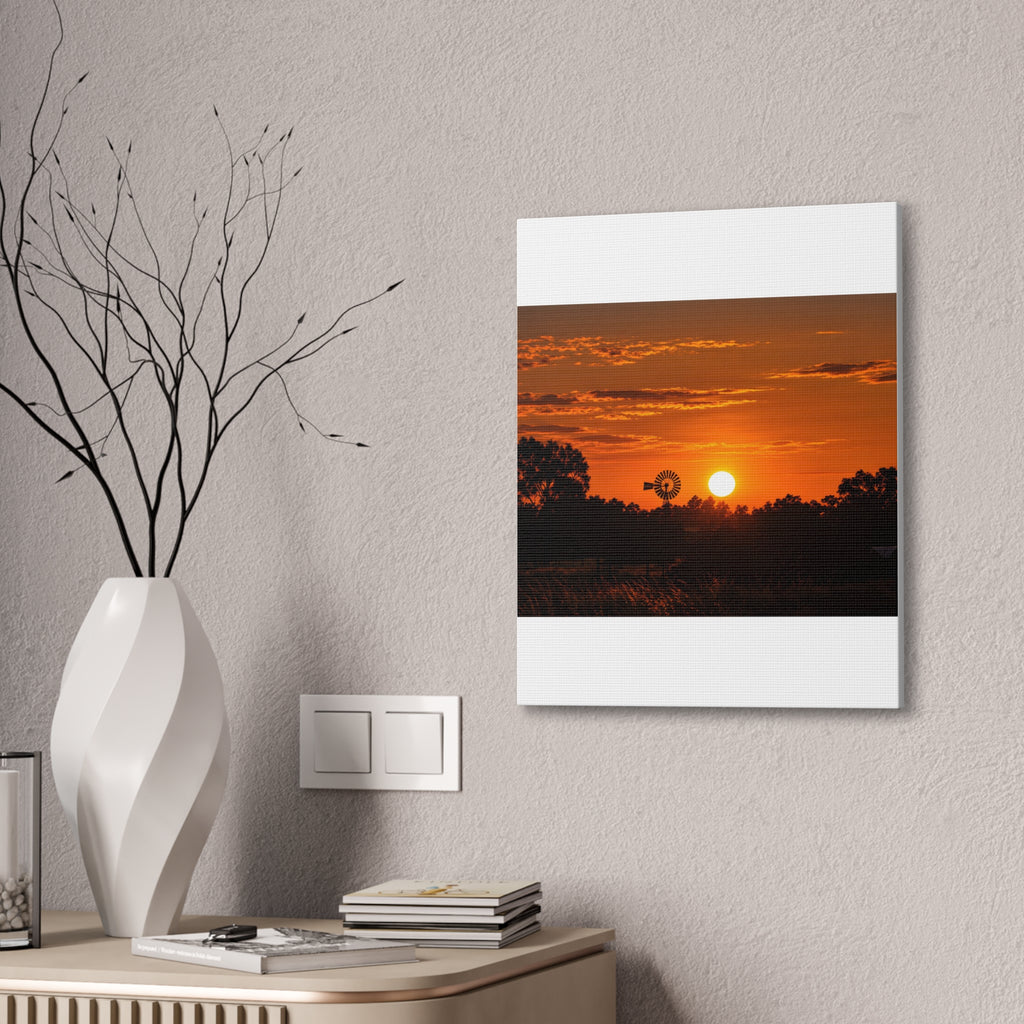 Sunset Windmill Canvas Print — Rural Farmhouse Wall Art