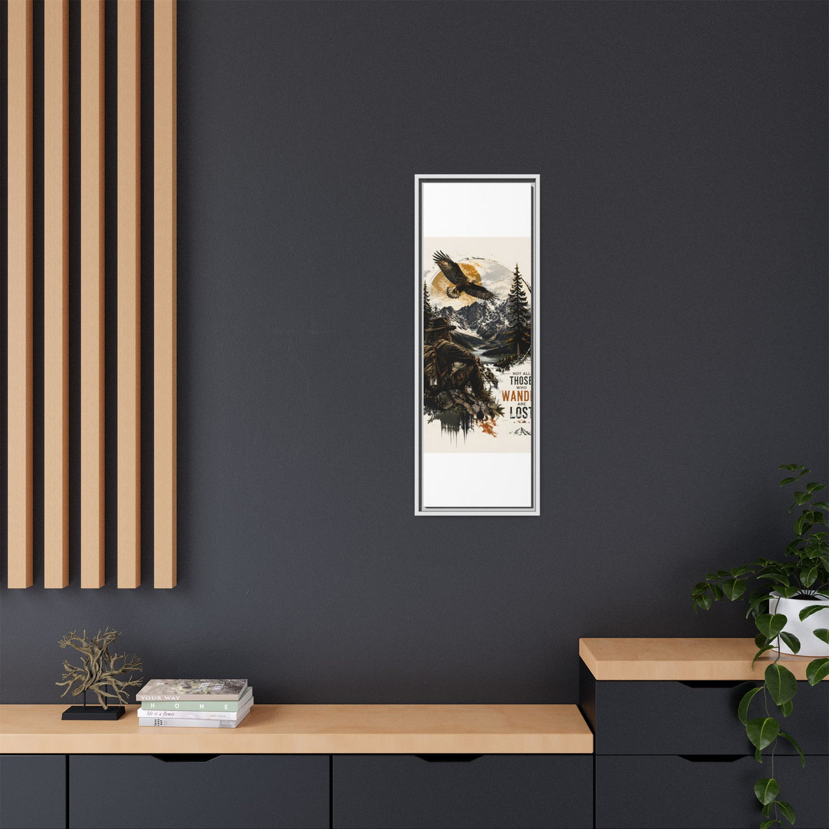 Wander Not Lost Eagle Mountain Canvas Print — Framed Matte Wall Art