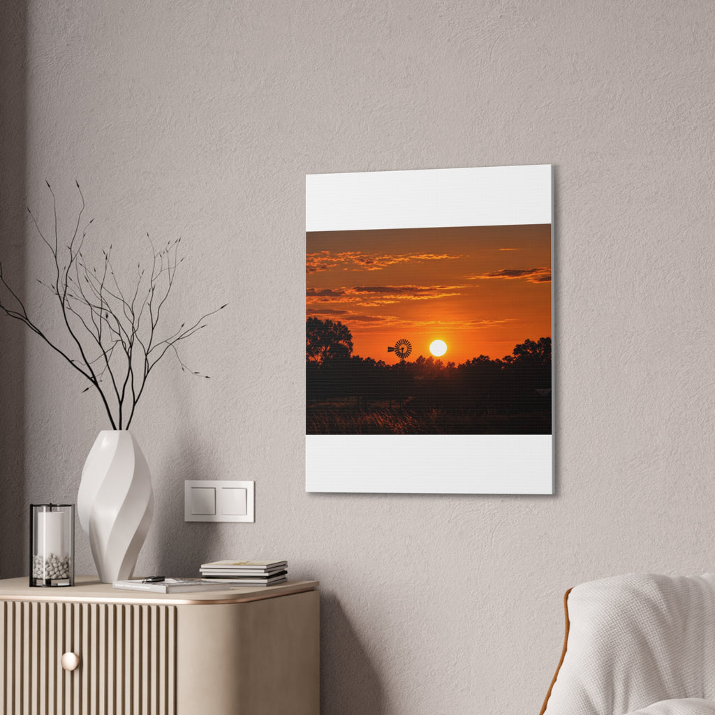 Sunset Windmill Canvas Print — Rural Farmhouse Wall Art