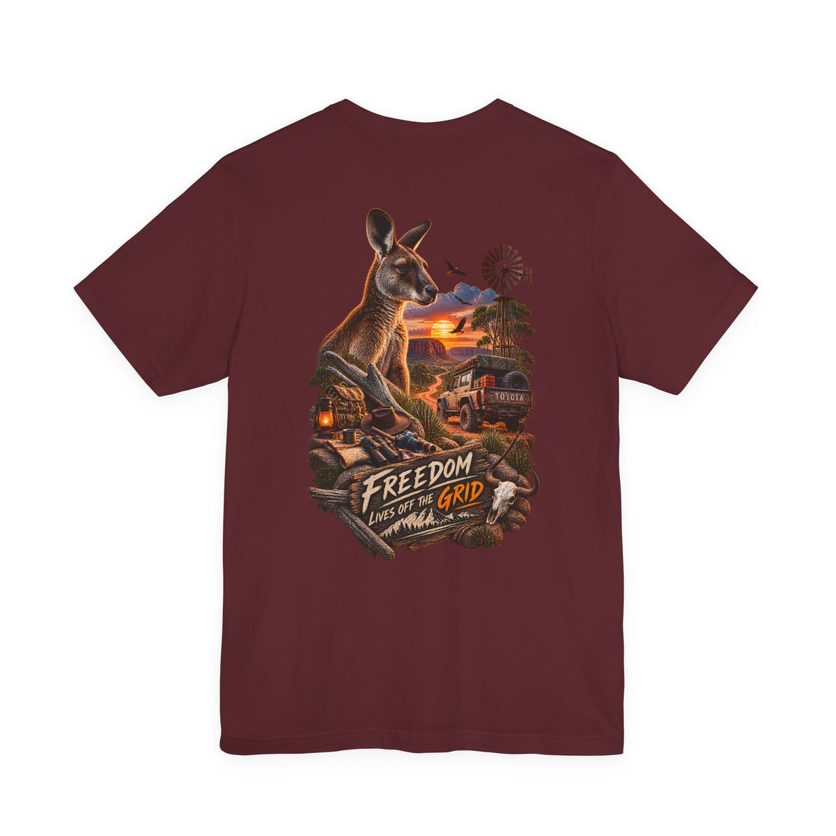 Freedom Down Under Kangaroo T-Shirt — Australia Sunset Wildlife Graphic Tee