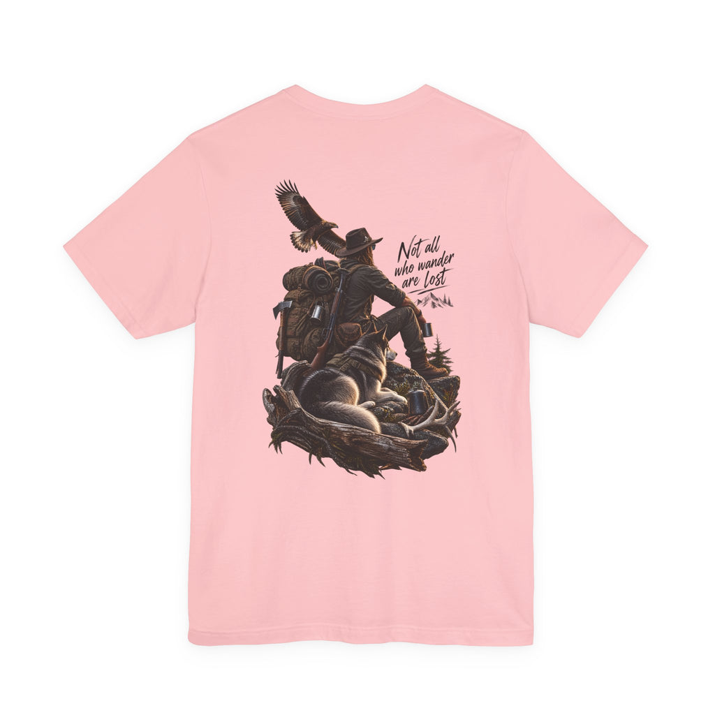 T-shirt graphique Western Adventure — Impression au dos « Not all who wander are lost »