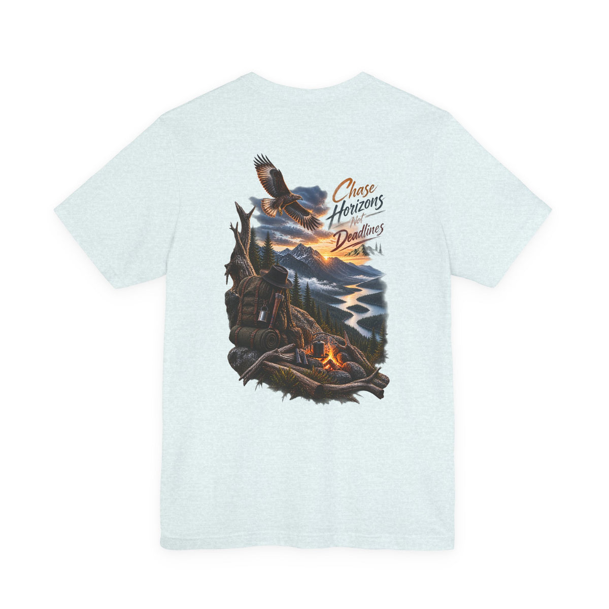 T-Shirt — 'Chase Horizons, Dream Big' Eagle Mountain Campfire Graphic Tee