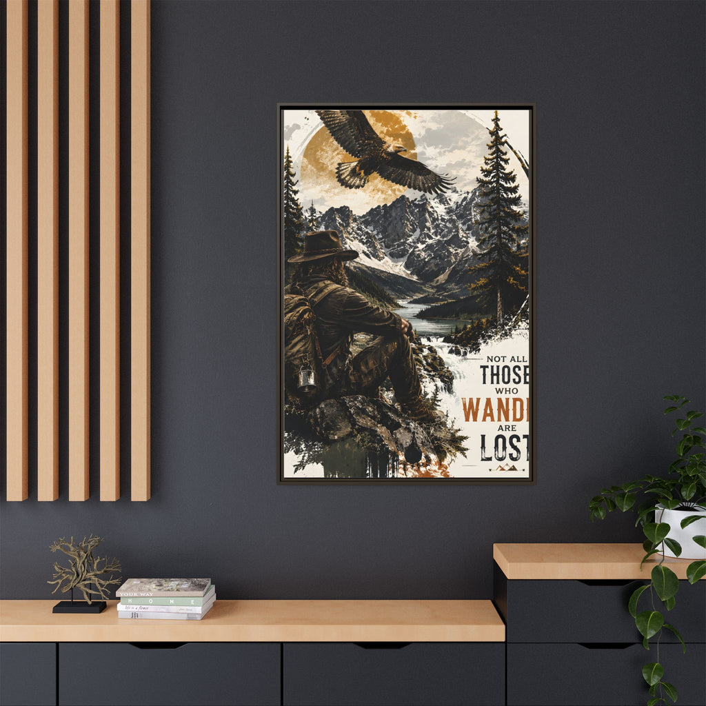 Wander Not Lost Eagle Mountain Canvas Print — Framed Matte Wall Art