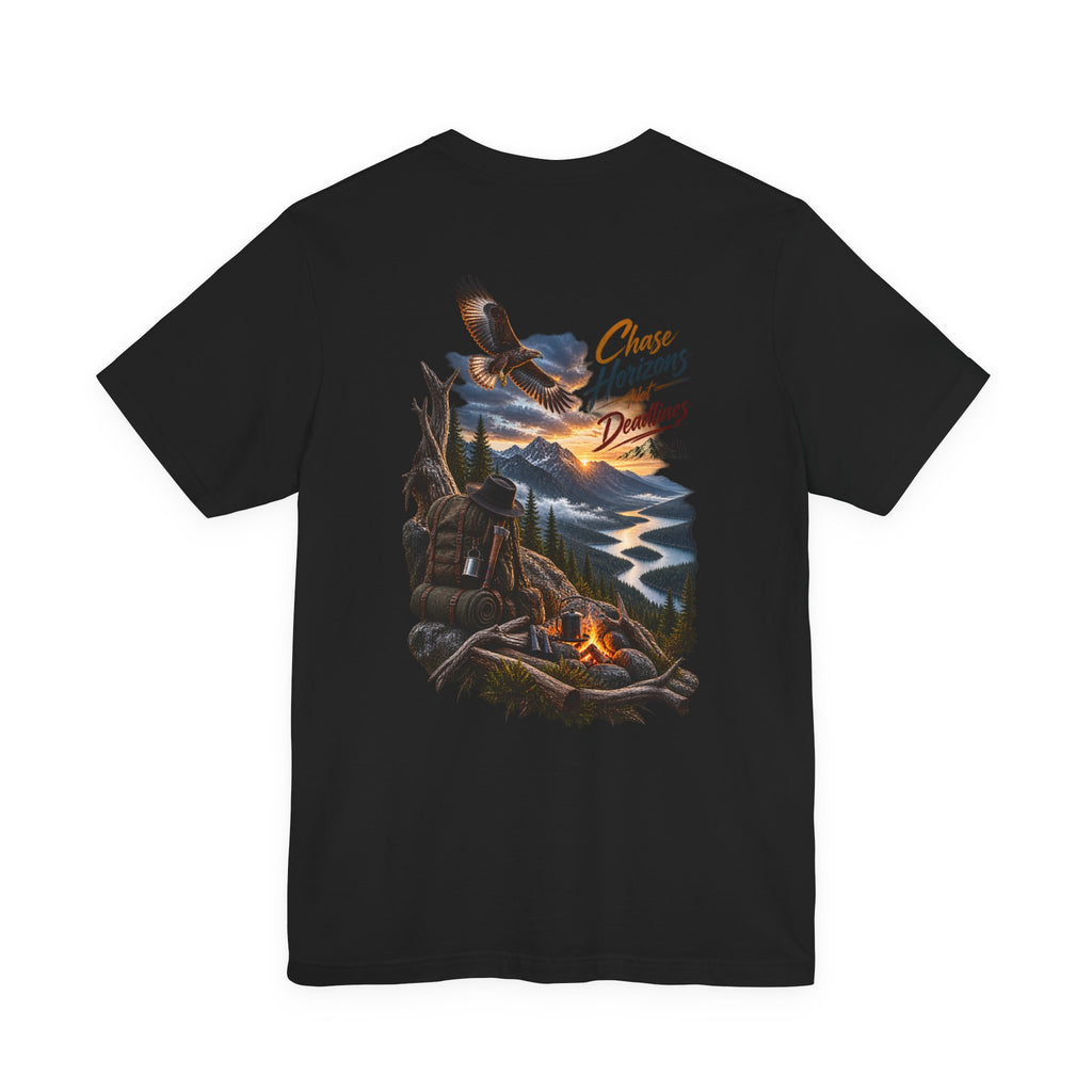 T-Shirt — 'Chase Horizons, Dream Big' Eagle Mountain Campfire Graphic Tee
