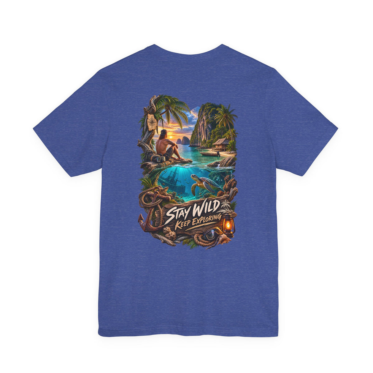 Stay Wild Adventure Tee — Tropical Explorer Graphic T-Shirt