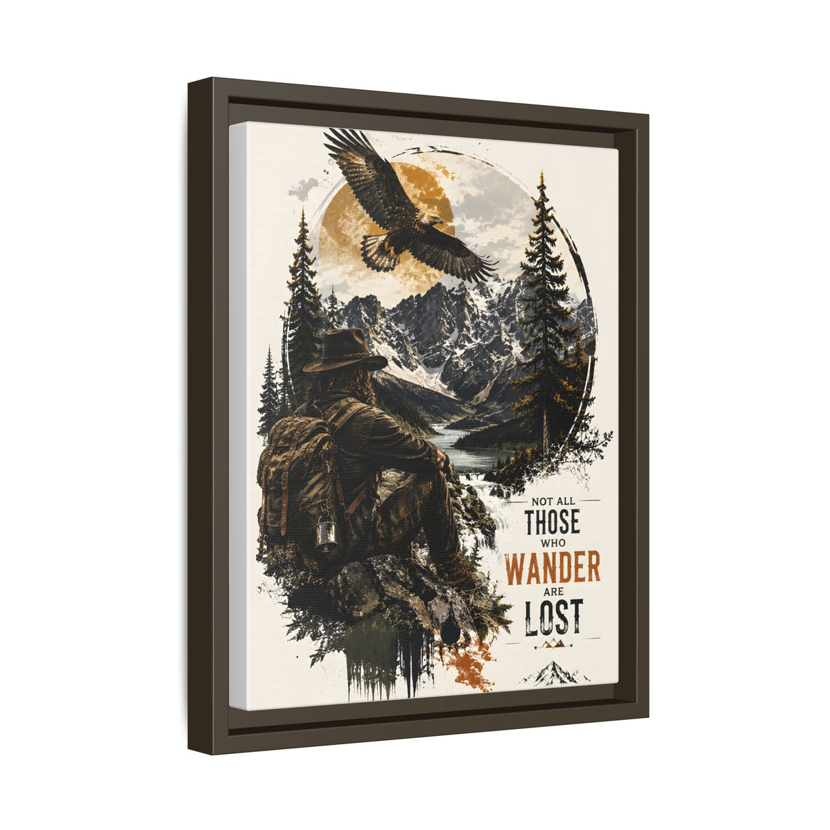 Wanderer Hiking Framed Canvas — "Not All Those Who Wander Are Lost" Wall Art