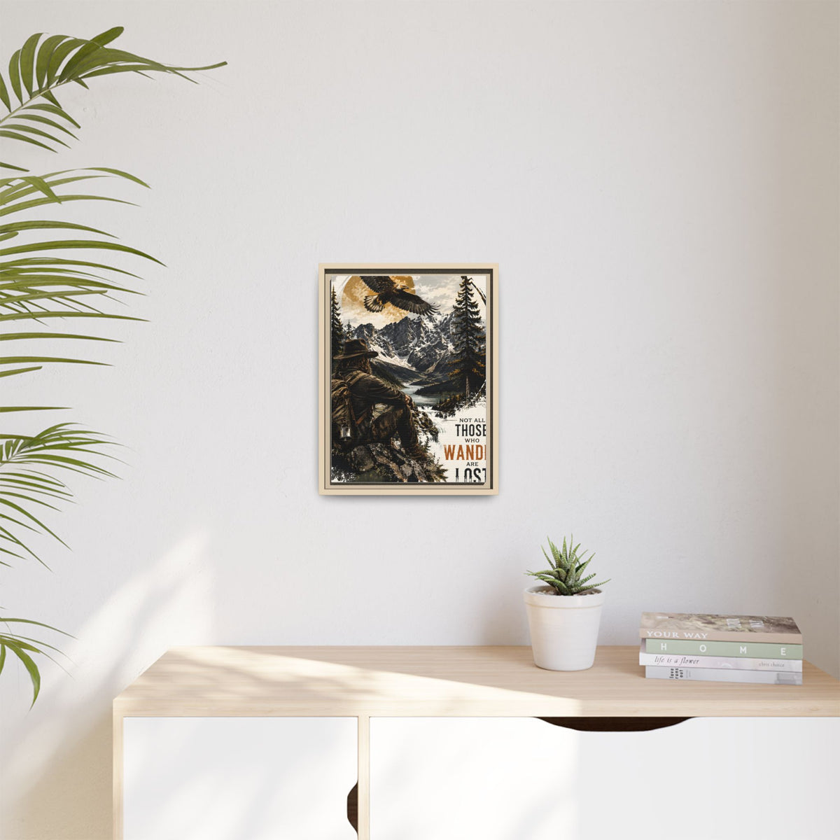Wander Not Lost Eagle Mountain Canvas Print — Framed Matte Wall Art