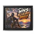 Small Wins Add Up Daily Framed Canvas Wall Art — Motivational Hiking Print