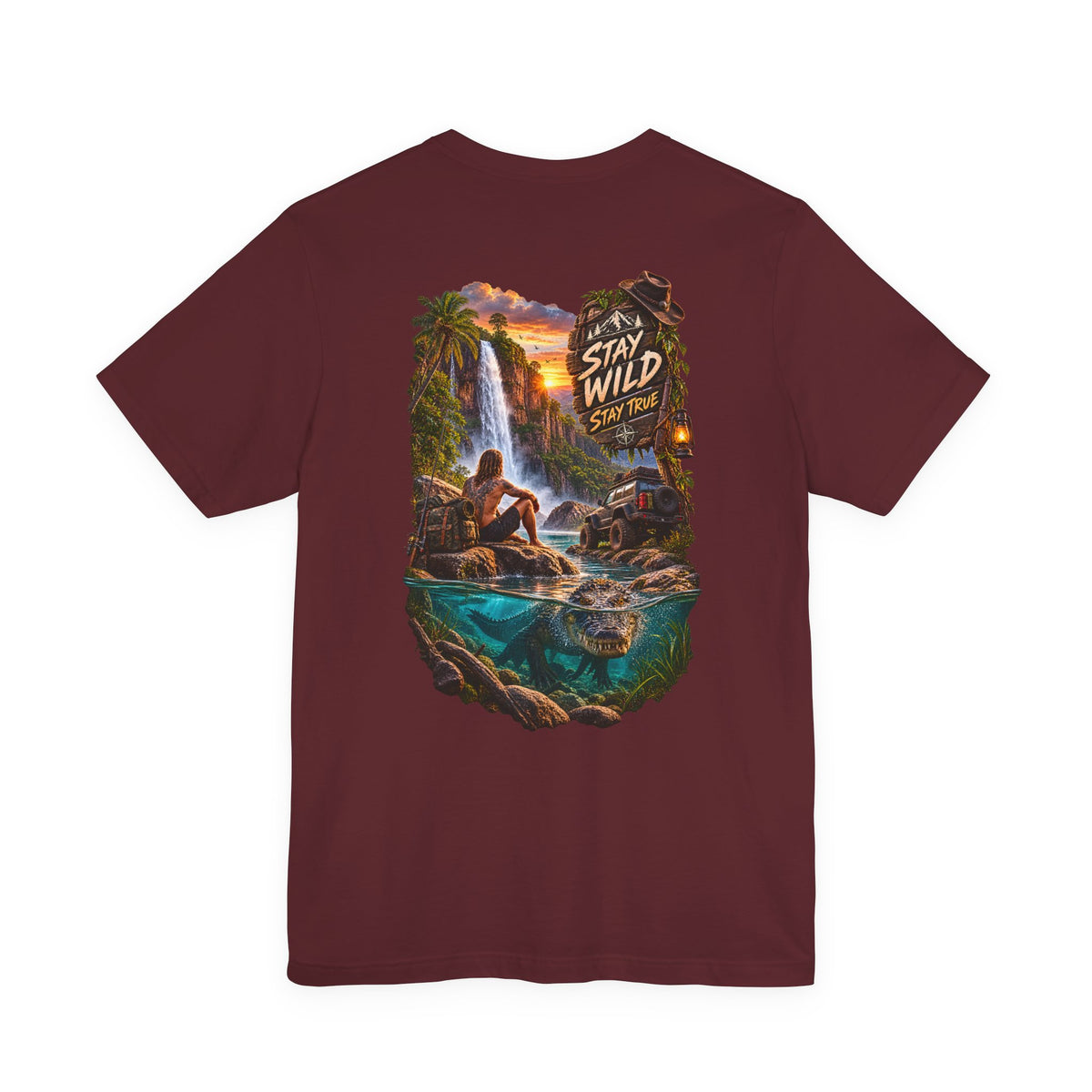 Adventure Graphic Tee — "Stay Wild" Waterfall Outdoor T-Shirt