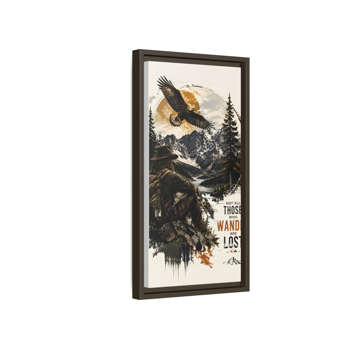 Wander Not Lost Eagle Mountain Canvas Print — Framed Matte Wall Art