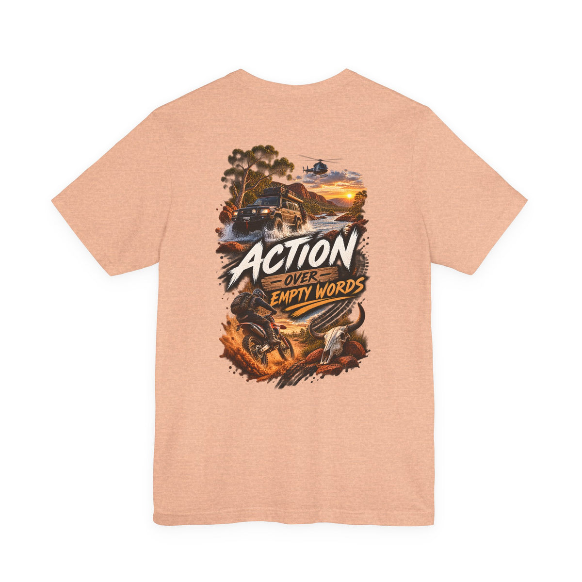 Action Over Empty Words Tee - Adventure Military Graphic T-Shirt