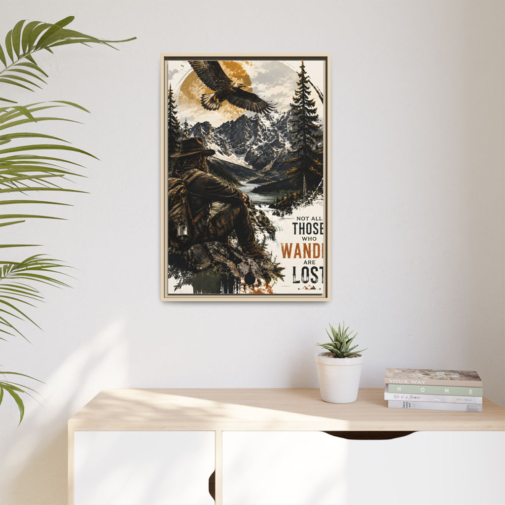 Wander Not Lost Eagle Mountain Canvas Print — Framed Matte Wall Art