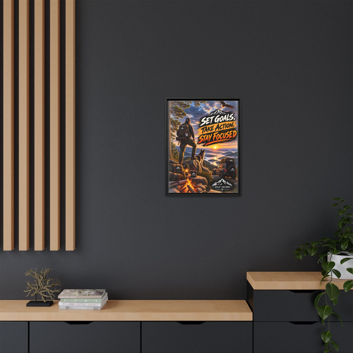 Motivational Adventure Canvas — “Set Goals, Take Action, Stay Focused”