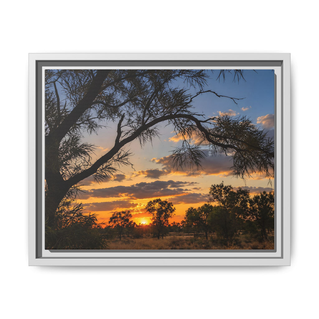 Sunset Silhouette Matte Canvas Print — Framed Landscape Wall Art