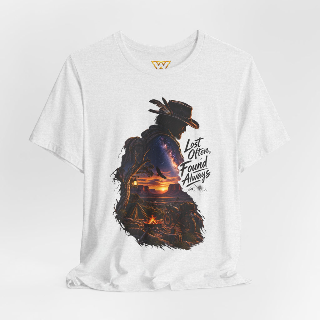 T‑Shirt — Western Sunset Cowboy 'Lost Often, Found Always' Graphic Tee