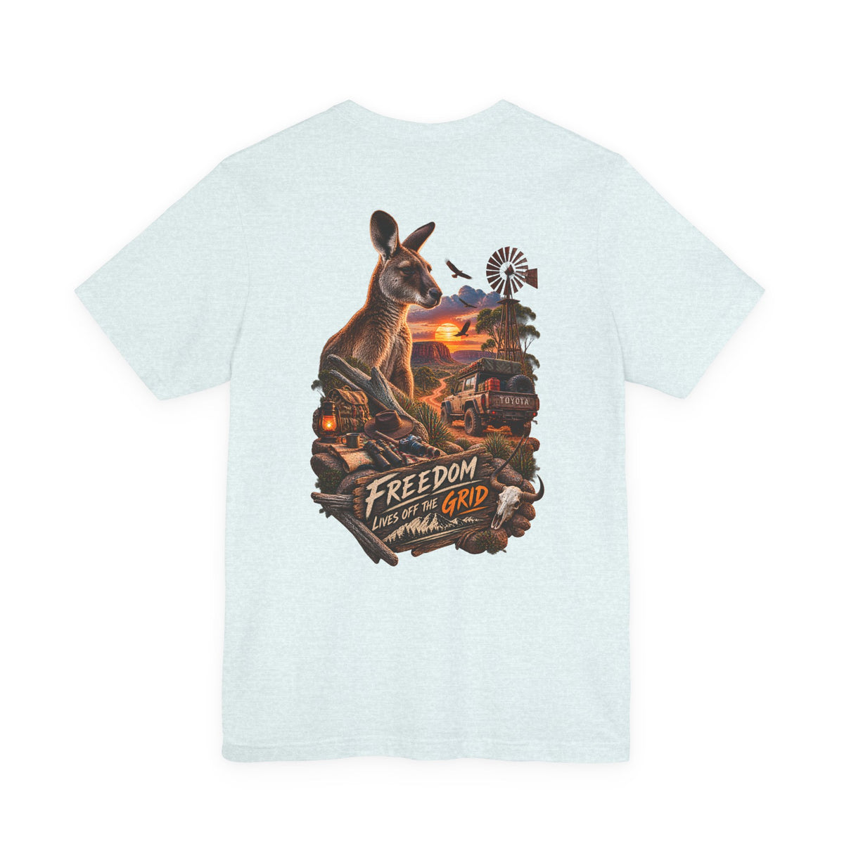 Freedom Down Under Kangaroo T-Shirt — Australia Sunset Wildlife Graphic Tee