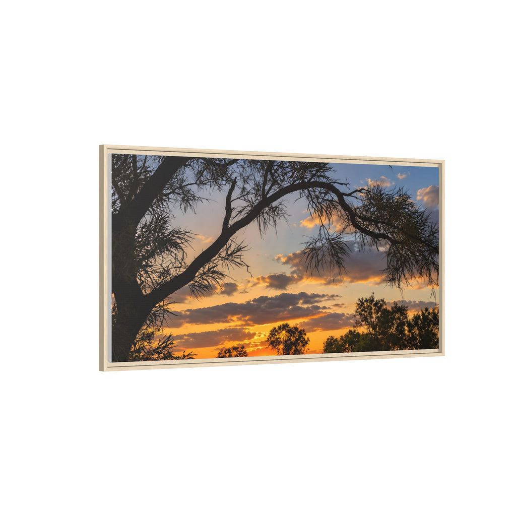 Sunset Silhouette Matte Canvas Print — Framed Landscape Wall Art