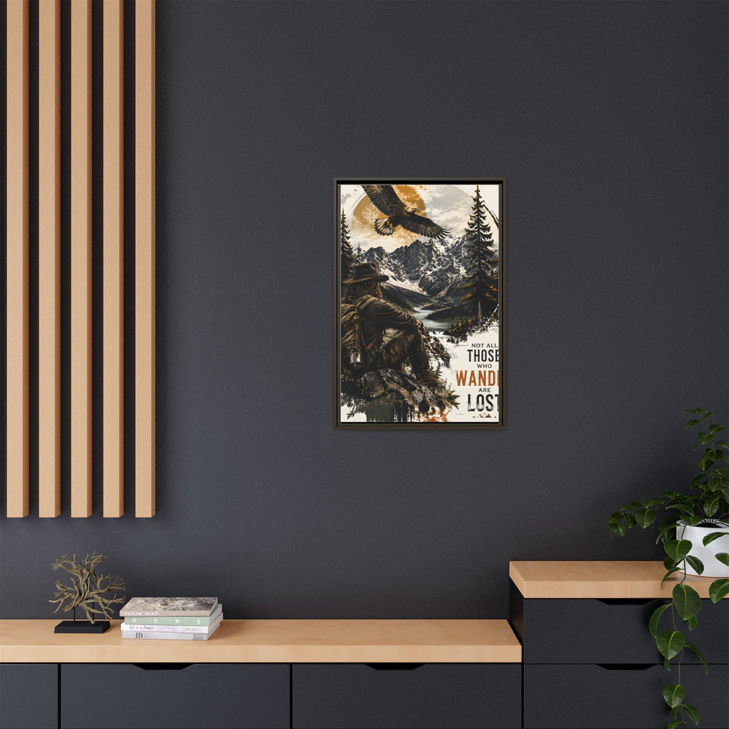 Wander Not Lost Eagle Mountain Canvas Print — Framed Matte Wall Art