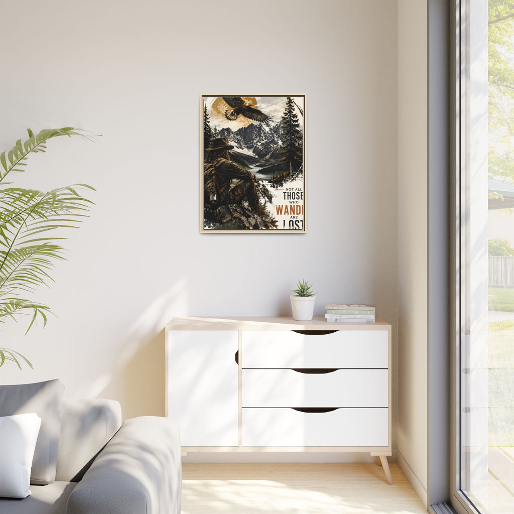 Wander Not Lost Eagle Mountain Canvas Print — Framed Matte Wall Art