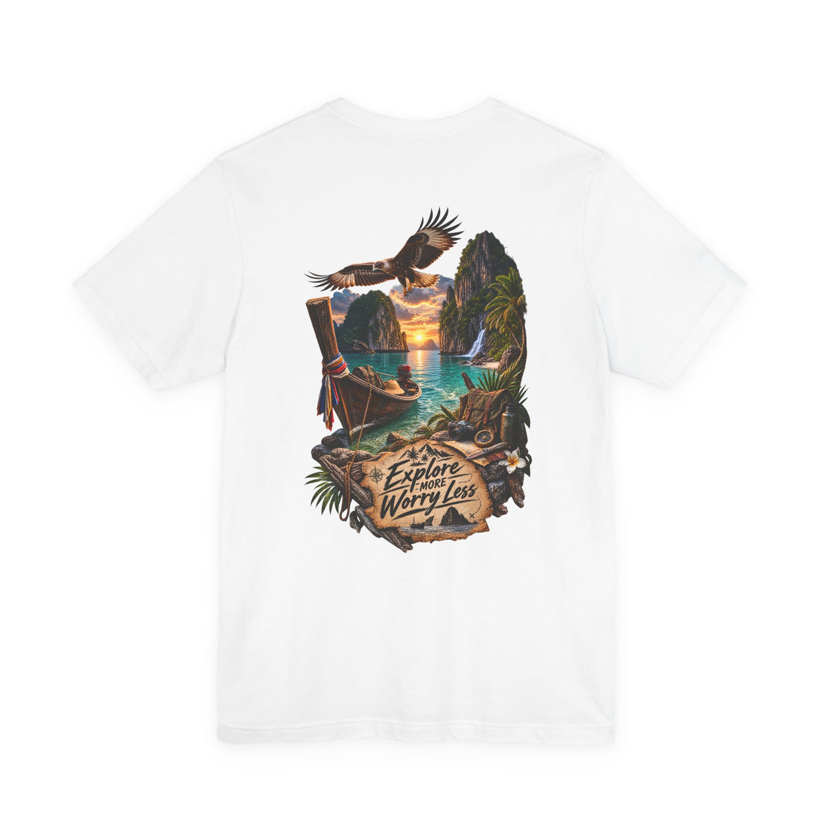 Explore More Scenic Tee — "Explore Worry Less" Travel Graphic T-Shirt