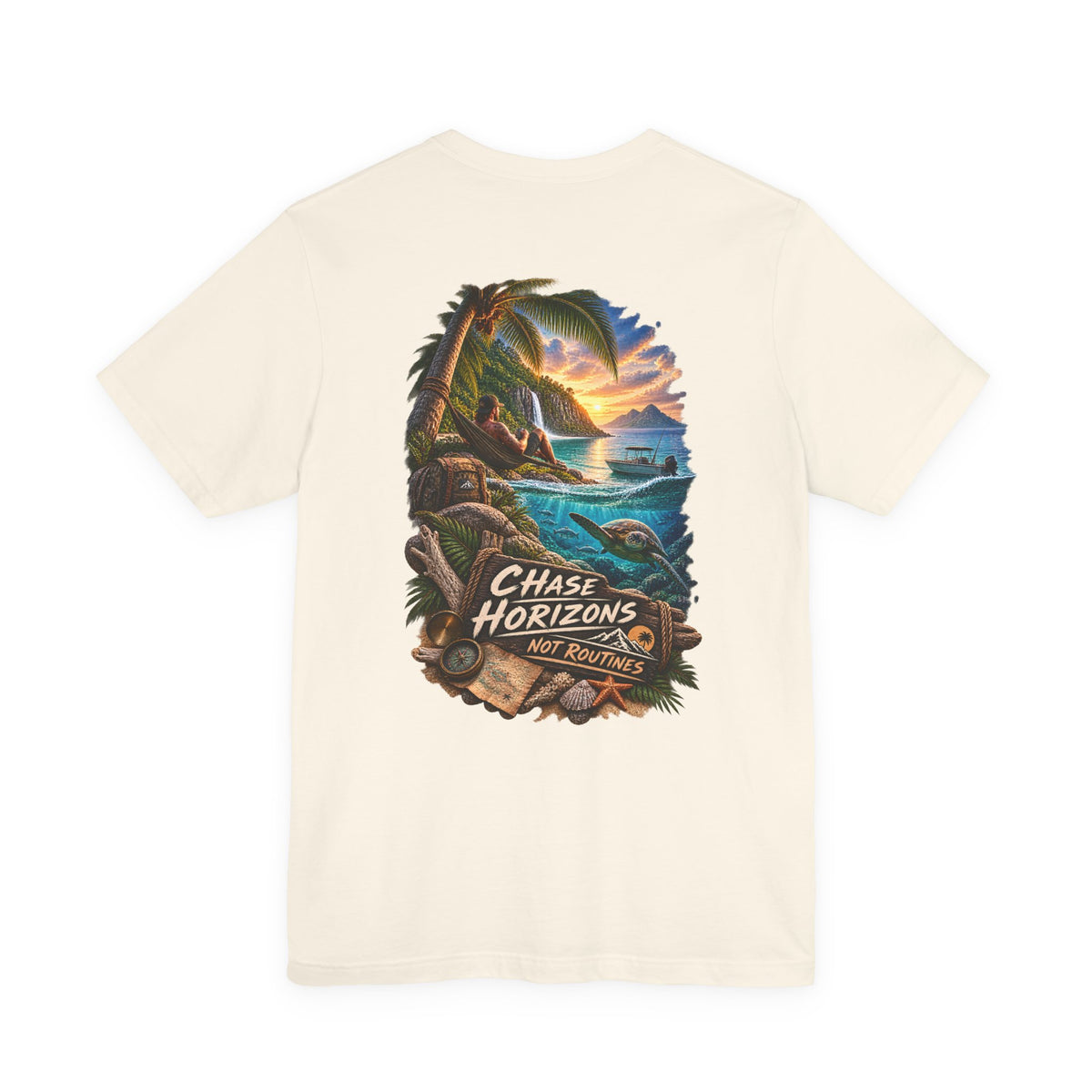 Chase Horizons Sunset Beach Tee — Adventure Coastal Graphic T-Shirt