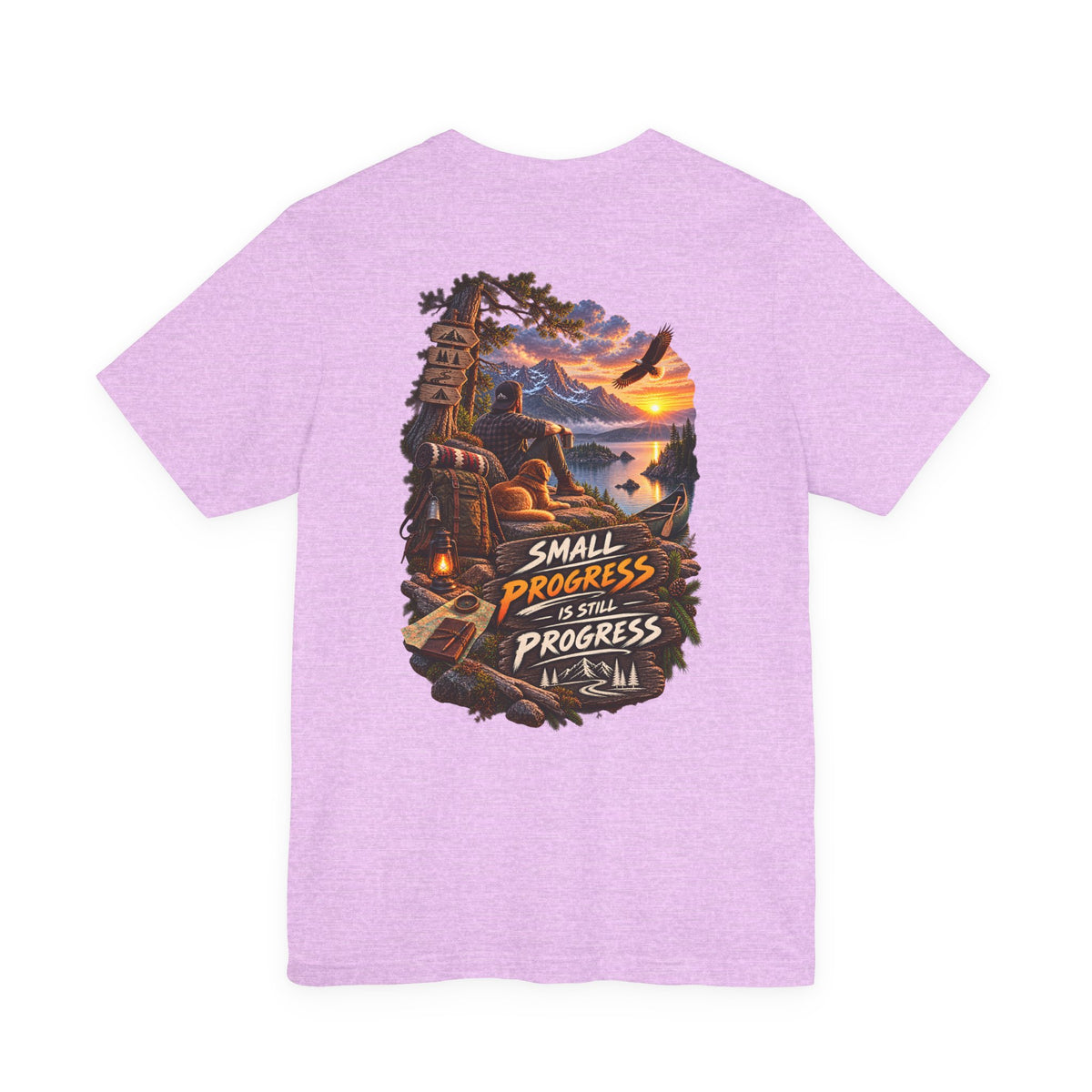 T-Shirt — "Small Progress Is Still Progress" Scenic Camping Graphic