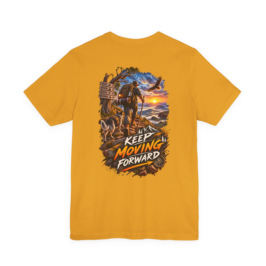 Keep Moving Forward T-Shirt — Motivational Hiker Sunset Graphic Tee