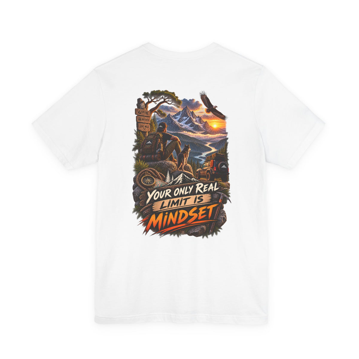 Mindset Adventure Graphic Tee — "Your Only Real Limit Is Mindset" Motivational Mountain T‑Shirt