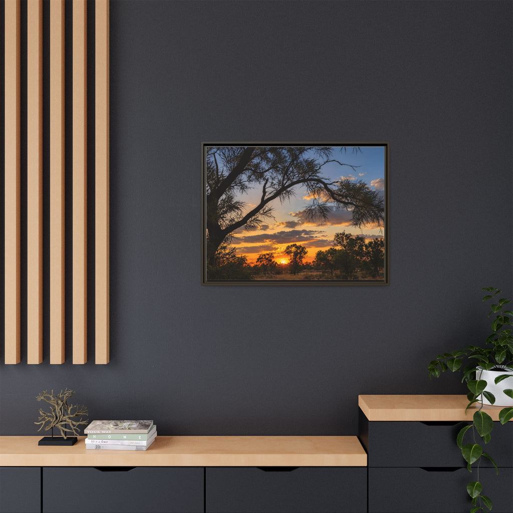 Sunset Silhouette Matte Canvas Print — Framed Landscape Wall Art