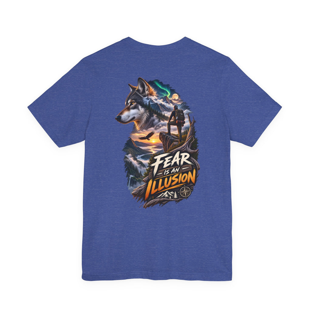 T-shirt loup « La peur est une illusion » — T-shirt graphique de motivation inspiré de la nature