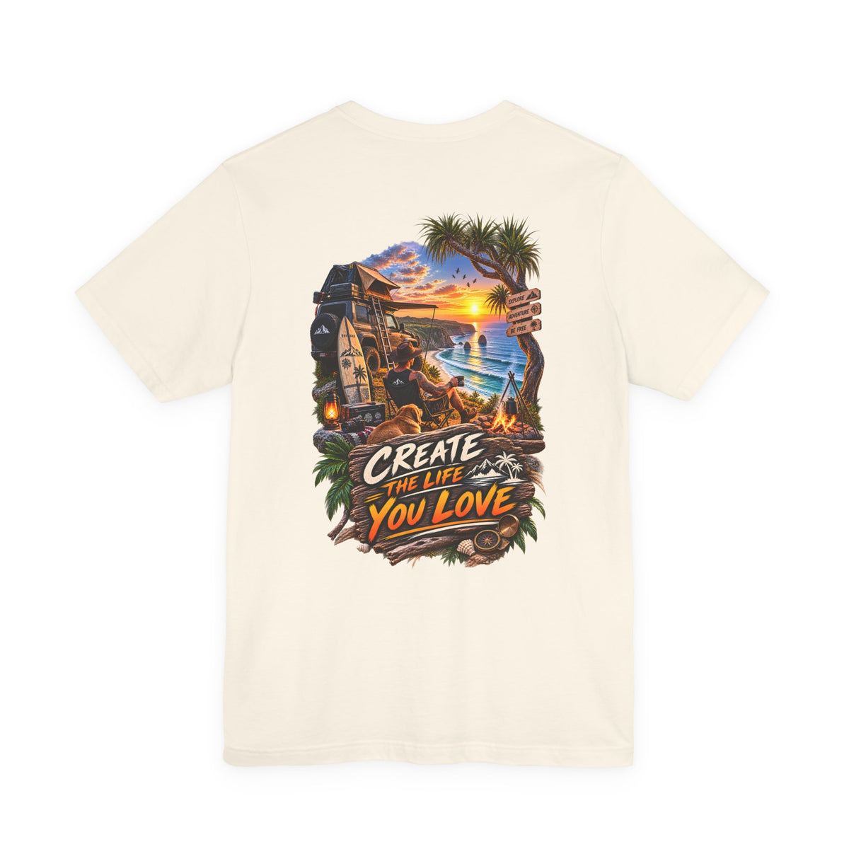 Create the Life You Love T‑Shirt — Beach Sunset Surf Graphic Tee