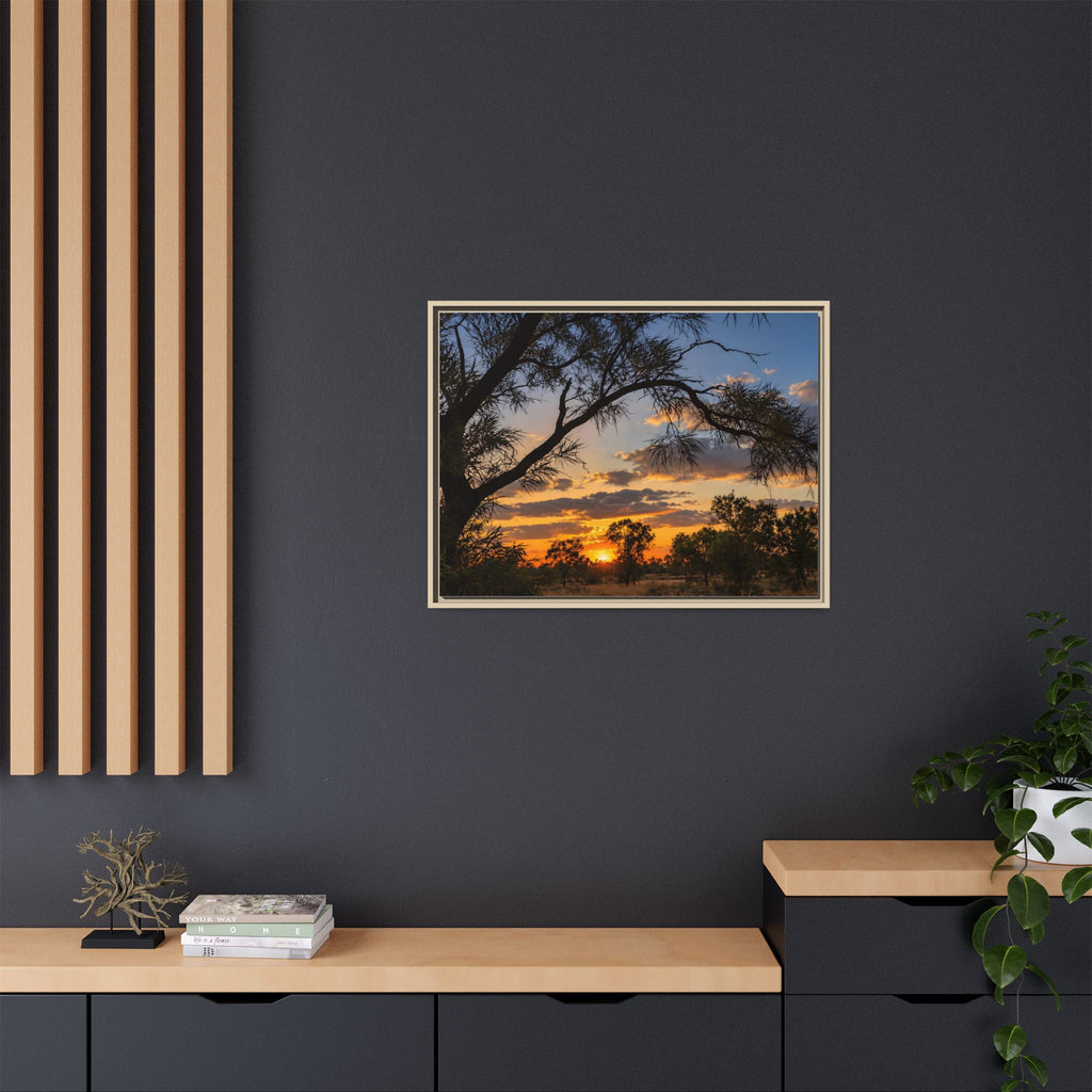 Sunset Silhouette Matte Canvas Print — Framed Landscape Wall Art