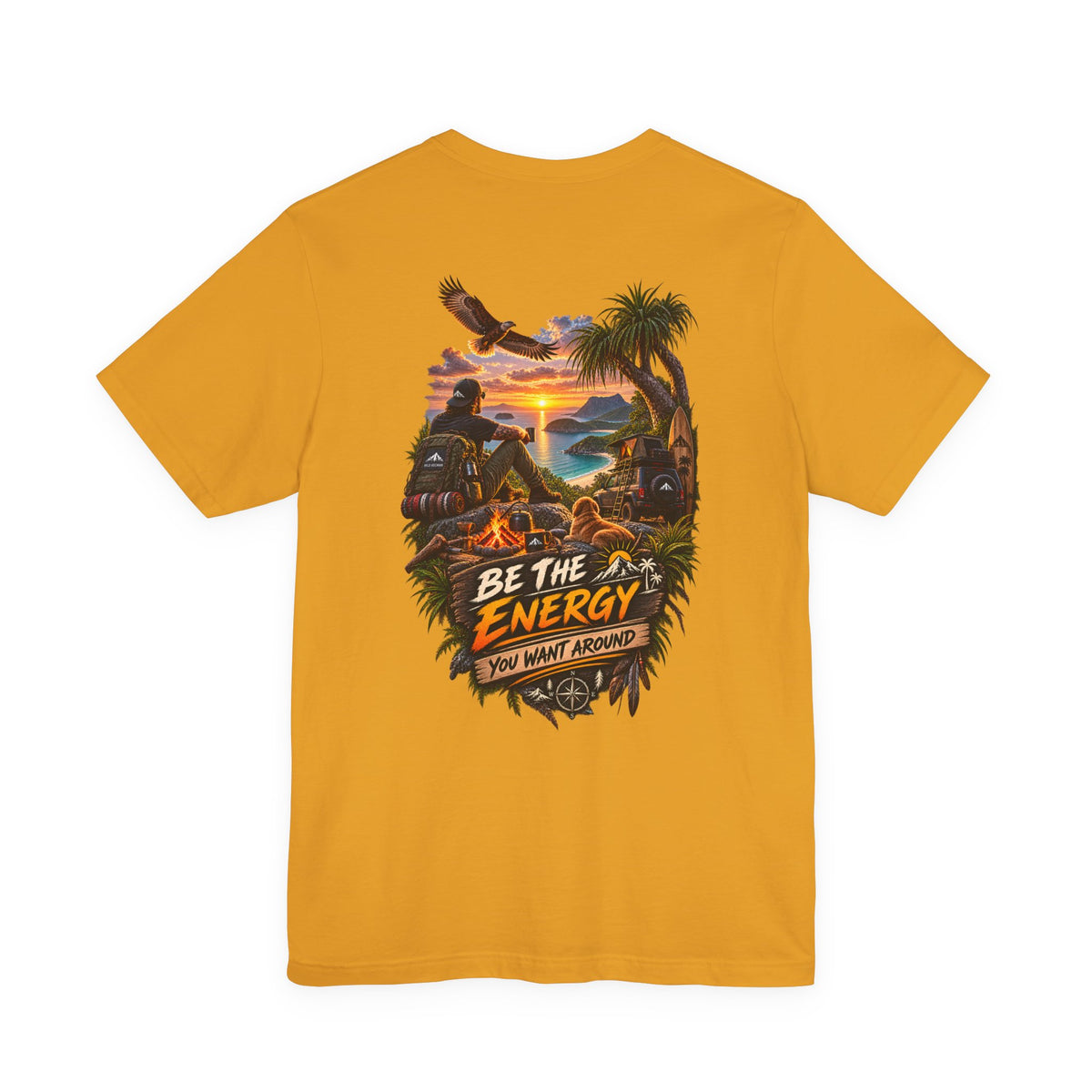 T-Shirt — "Be The Energy" Sunset Island Graphic Tee