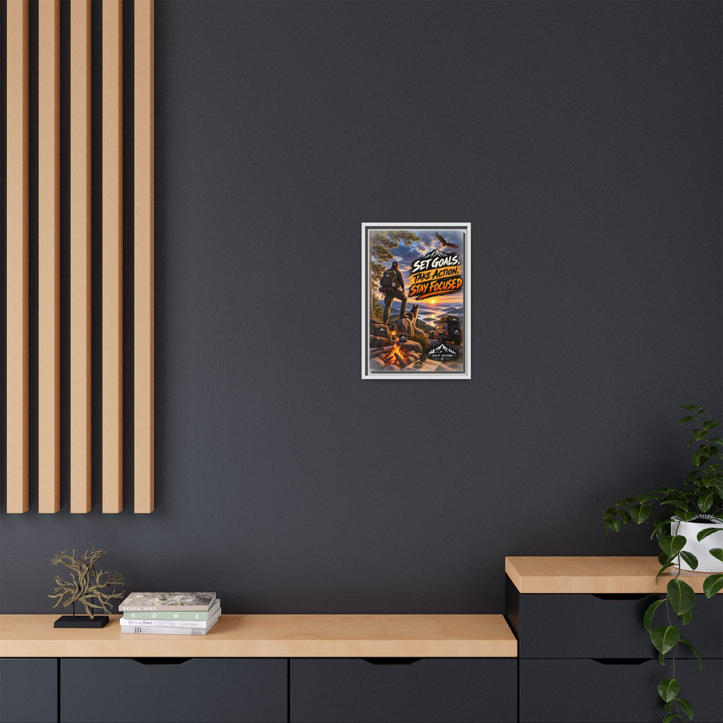 Motivational Adventure Canvas — “Set Goals, Take Action, Stay Focused”