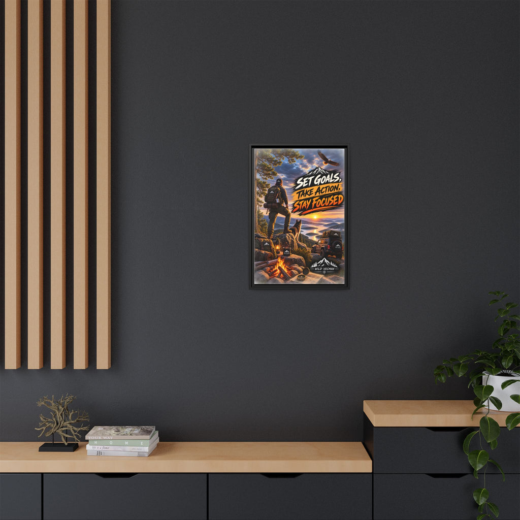 Motivational Adventure Canvas — “Set Goals, Take Action, Stay Focused”