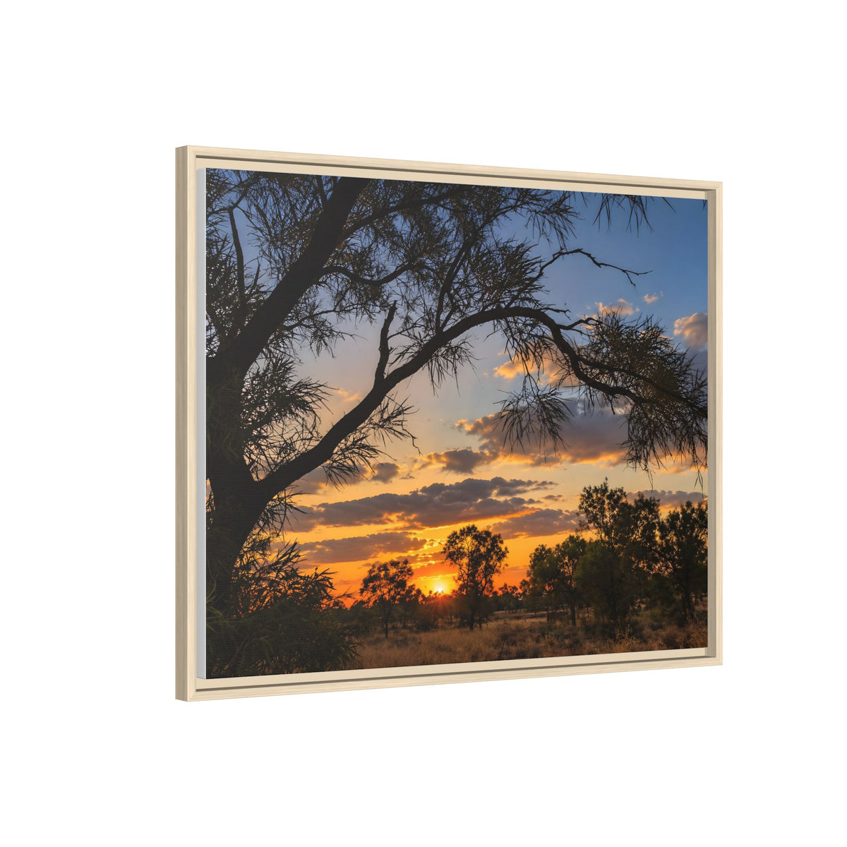Sunset Silhouette Matte Canvas Print — Framed Landscape Wall Art