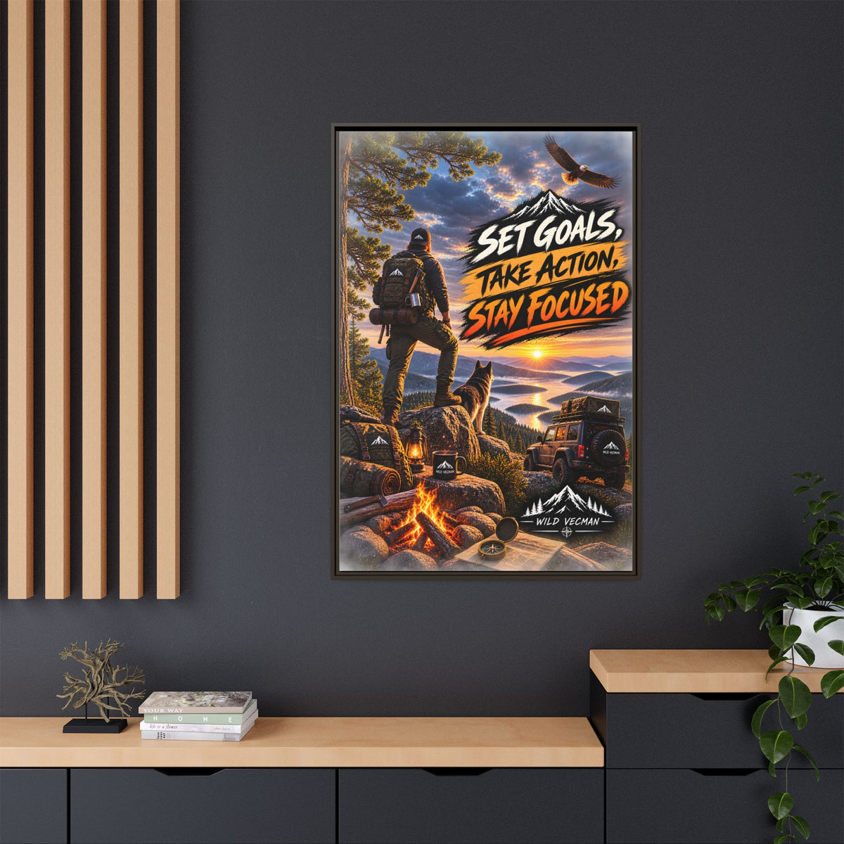 Motivational Adventure Canvas — “Set Goals, Take Action, Stay Focused”