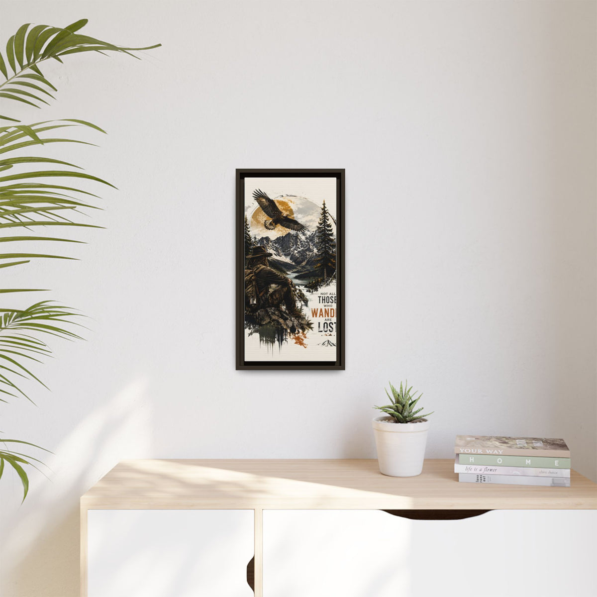 Wander Not Lost Eagle Mountain Canvas Print — Framed Matte Wall Art